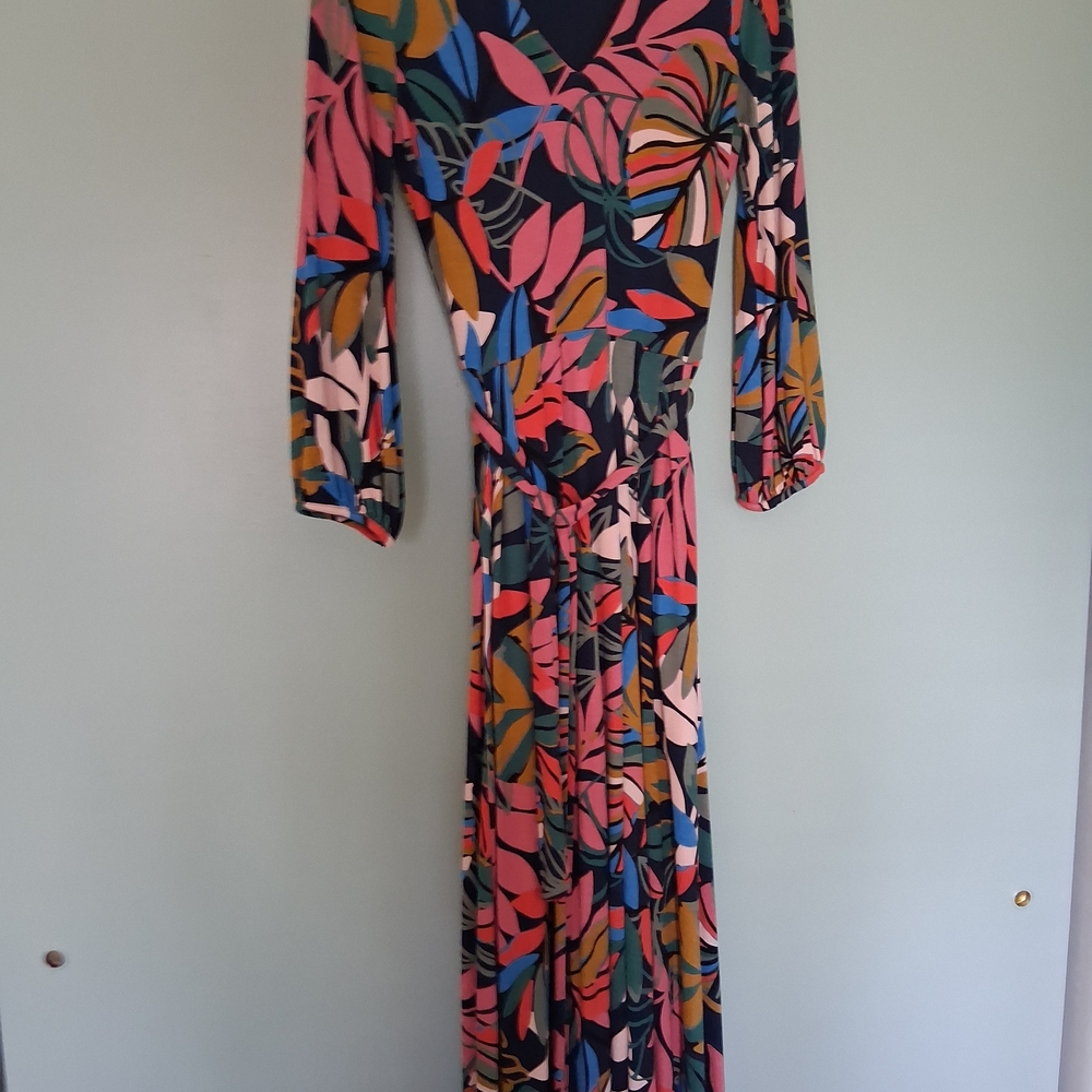 Boden Colorful Leaf Print Maxi Dress